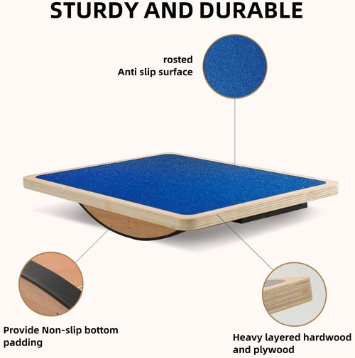 Juoe Balance Board - Anti-Slip Wobble Board for Adults & Kids | 350LBS Capacity for Therapy & Core Strength