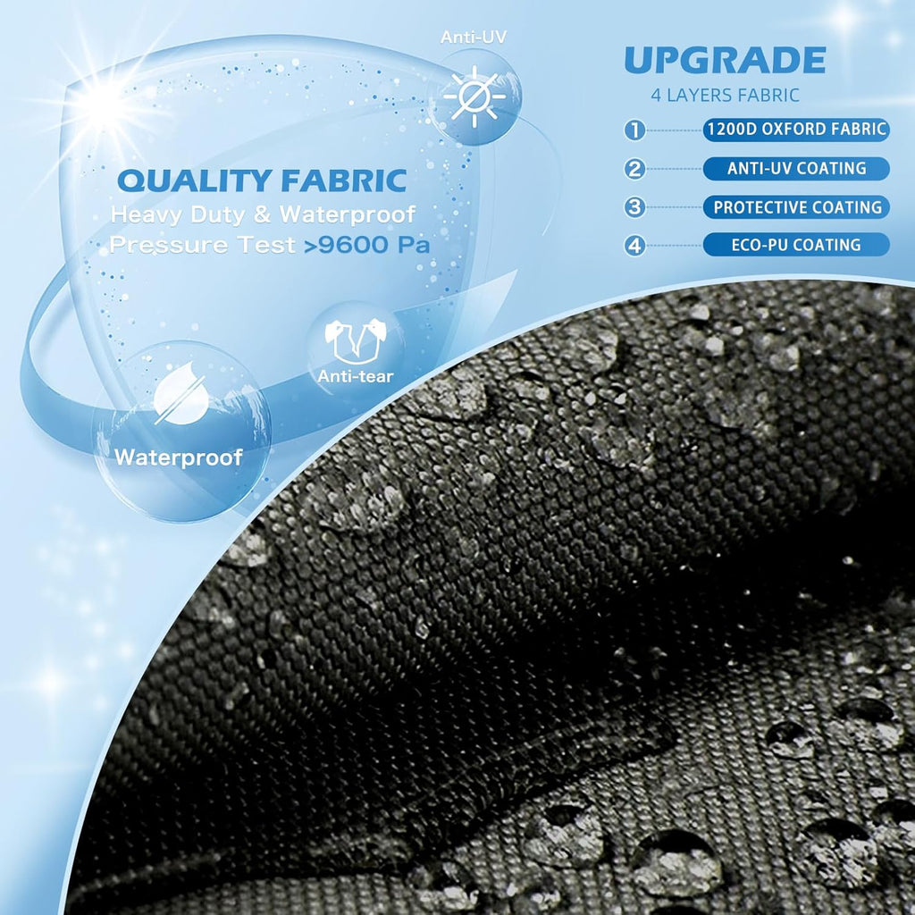 Solim Waterproof 1200D PU Boat Cover - Heavy Duty Marine Grade for 14-16ft V-Hull, Runabout, Fishing | Black