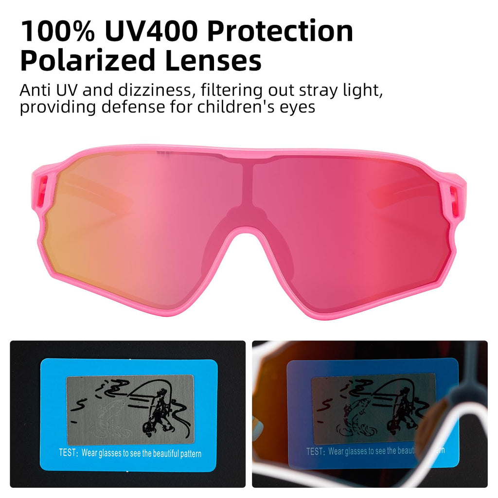 ROCKBROS Kids Polarized Sunglasses Cycling Glasses Sport Sunglasses UV400 Protection for Youth Boys Girls Age 8-14
