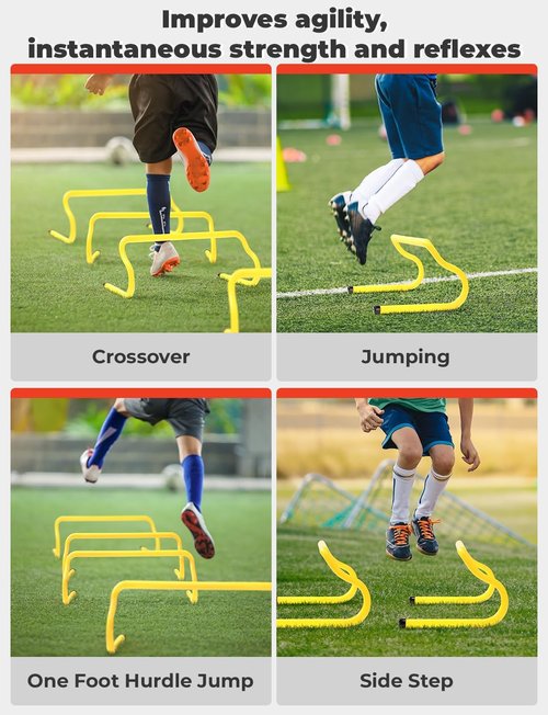 GHB Agility Hurdles - 8" Speed Training Hurdles Set with Carry Bag for Kids & Athletes
