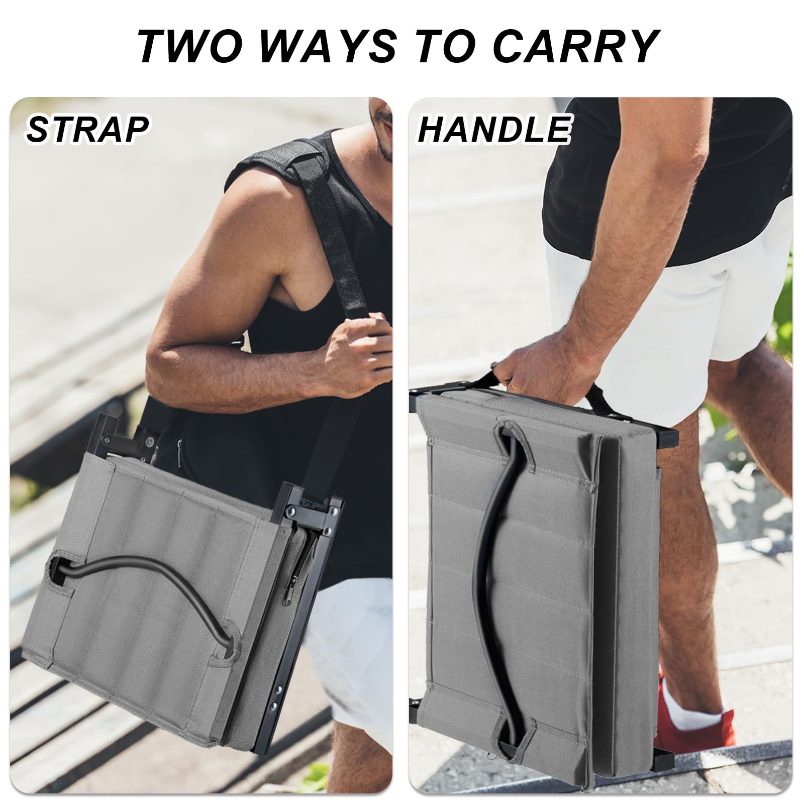 Aliphon Stadium Seat for Bleachers with Back Support and Cushion, Bleacher Seats with Shoulder Strap and Cup Holder, Padded Portable Folding Comfort Stadium Chair, for Sports Events, Grey (1pcs)