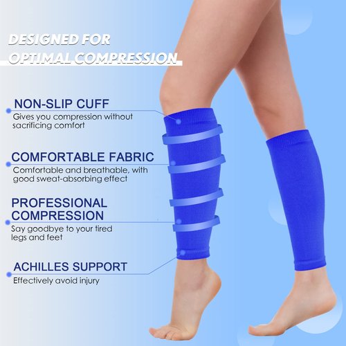 Geyoga 6 Pairs Calf Compression Sleeve for Men Women Football Leg Sleeve Elastic Calf Support Sock for Sports Cycling Running Basketball(Large)