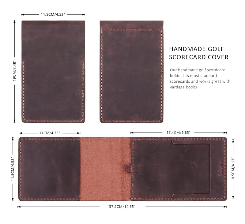 Variation of THIS listing Coffee: Handmade Leather Golf Scorecard Holder with Built-in Pencil Loop