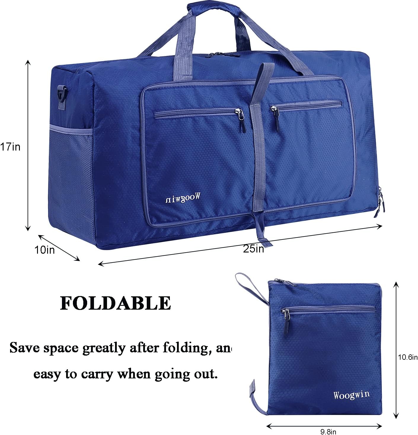 Woogwin Travel Duffel Bag - Large Waterproof & Foldable Overnight Bag for Gym, Beach, & Sports