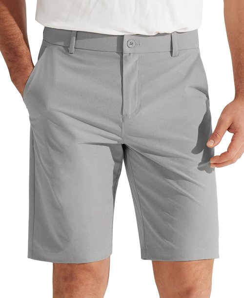 Libin Men's Golf Shorts 9" Casual Flat Front Hybrid Shorts Work Dress Chino Short Lightweight Quick Dry Water Resistant with Pockets, Light Grey, Size 33