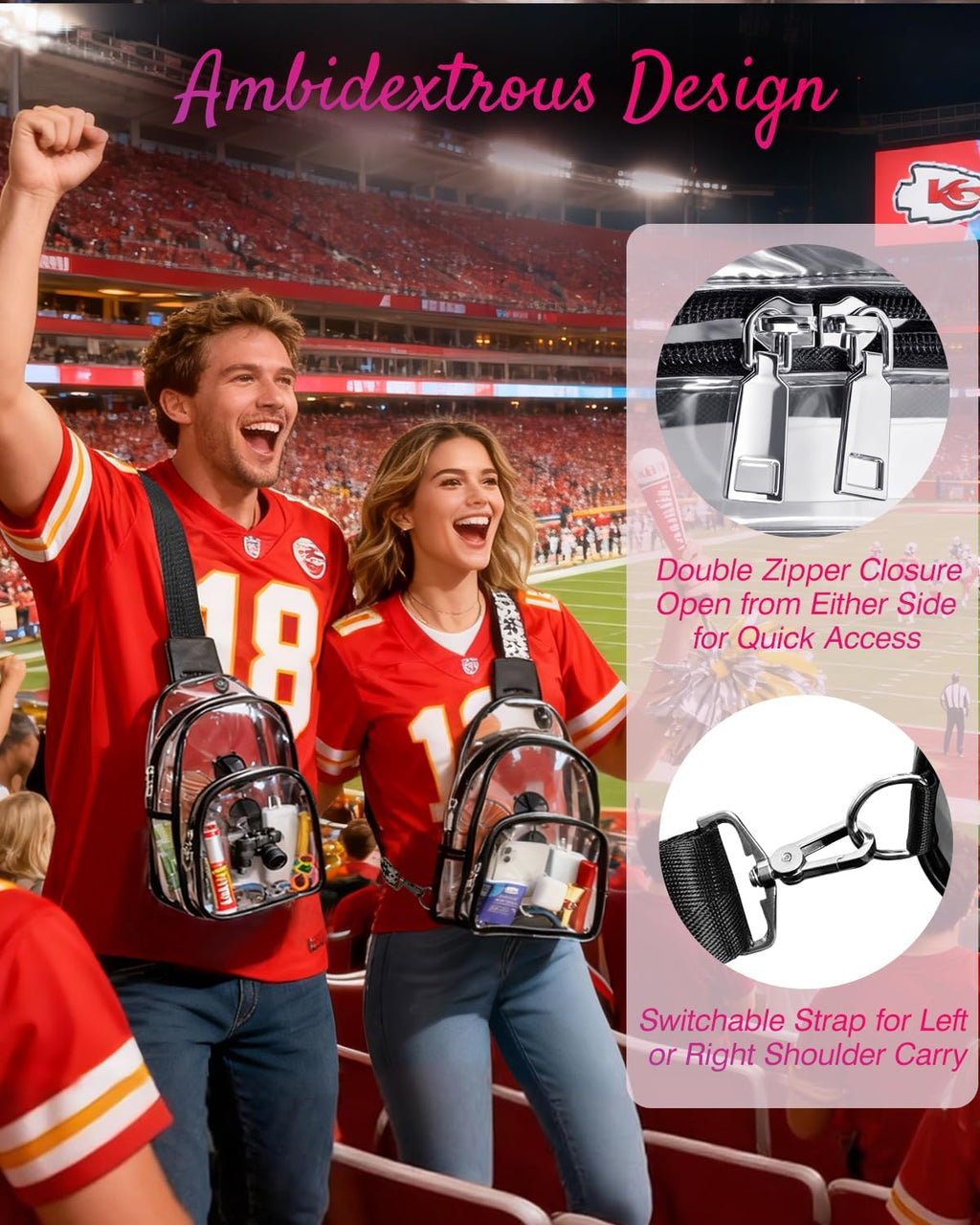 Skiennix Clear Stadium Bag - Small Crossbody Sling for Sports Events & Concerts