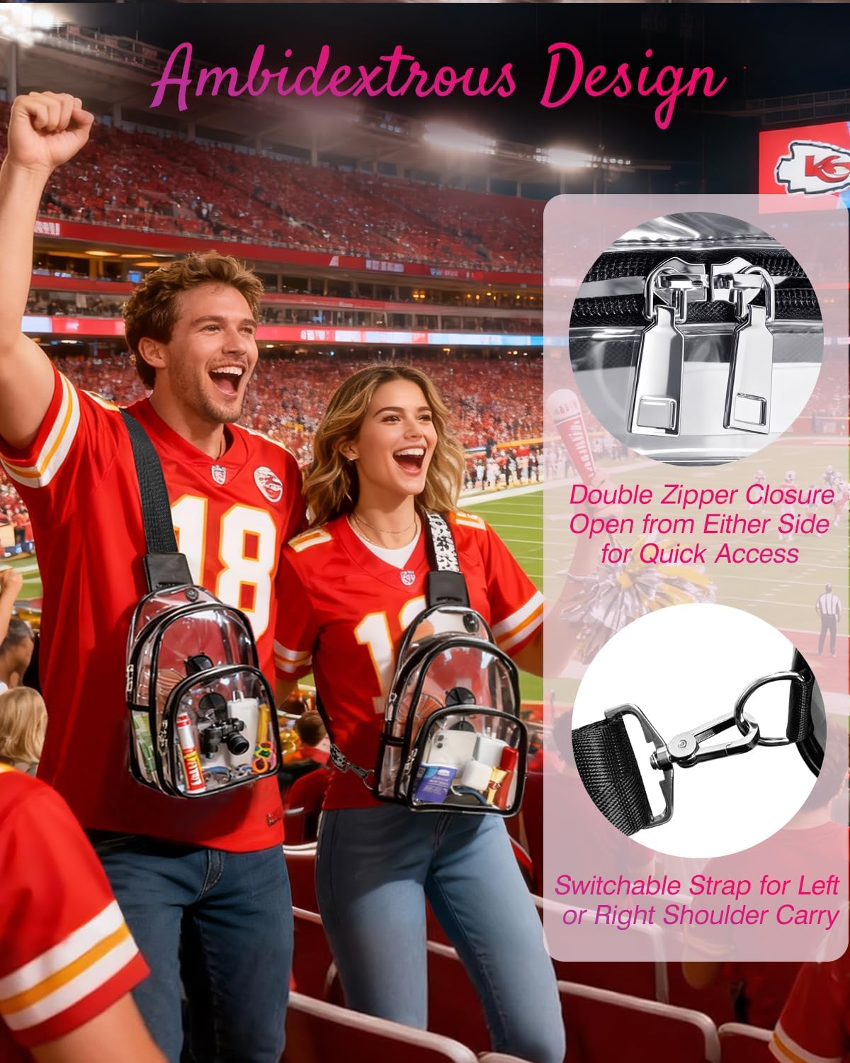Skiennix Clear Stadium Bag - Small Crossbody Sling for Sports Events & Concerts
