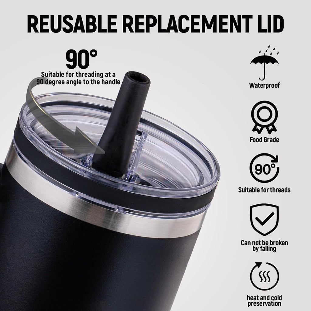 Stanley Replacement Lid - Leakproof Flip Straw Lid for 40 oz & 64 oz Tumblers | Black, 1-Pack