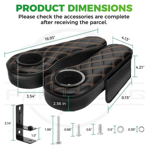 Panglong Golf Cart Armrest with Cup Holder Phone Bag, No Drilling Armrest Fits Yamaha Club Car EZGO Rear Seat with 1-Inch Square Tube, No Drilling PVC Leather Waterproof Armrest - Black