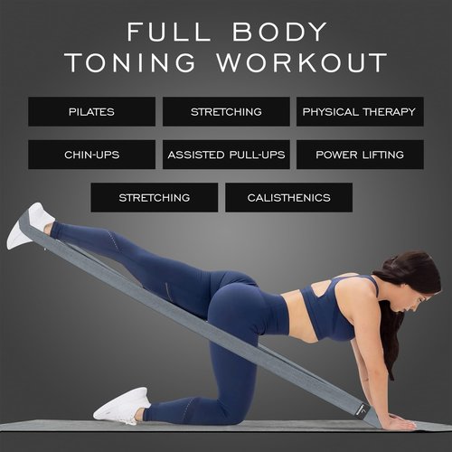 LUXEEMA Performance Premium 76 inch Extended-Length Resistance Bands for Working Out | 3" Wide Non-Slip Extra Long Tall Thick Cloth Band, No Pinching & Snapping, Exercise Workout Fitness Stretch Band