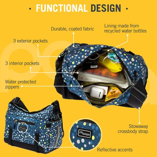 Po Campo Katy Bike Trunk Bag – Rear Bicycle Rack Storage – Waterproof, Colorful Bike Bag That Easily Converts to a Crossbody for Women and Men (Bubbly)