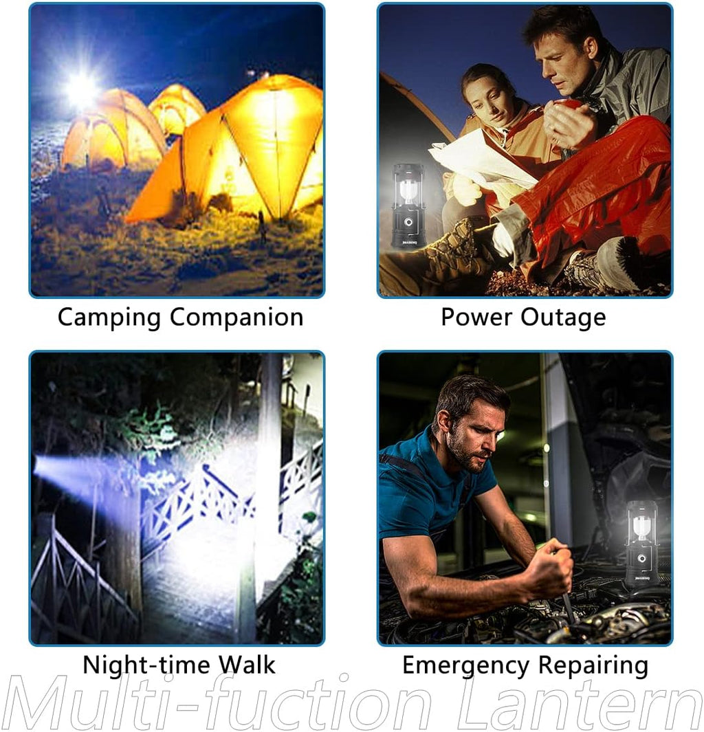 Upadte Solar Lantern Flashlights - USB Rechargeable LED Camping Lights | Portable & Collapsible for Emergencies (2 Pack)