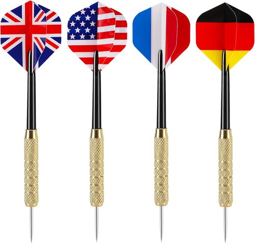Accmor 12-Piece Steel Tip Darts Set - 18g Professional Metal Darts with Extra Shafts & Flights