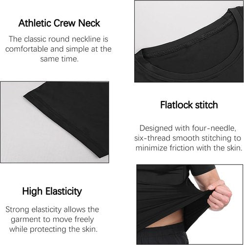 HovSiyla Men's Compression Shirt - Cool Dry Short Sleeve Athletic Baselayer | Perfect for Workouts