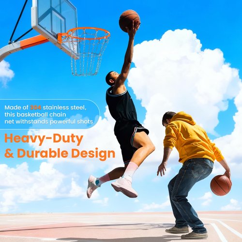 Heavy Duty Metal Chain Basketball Net,Anti-Rust Carbon Steel Chain Basketball Net,Standard 12 Loops, Quick Installation for Indoor & Outdoor Use, Fits All Standard Hoops
