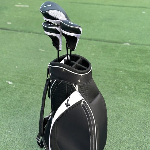 Andux Golf 460cc Driver Fairway Wood Head Covers with Zipper Closure Set of 3 (Black/White)
