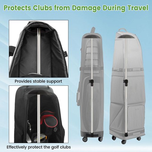 Greeily Golf Travel Bag Support Pole, 33"-60" Travel Golf Bag Support Rod Telescopic Adjustable Airlines Stiff Arm Club Protector Stainless Steel Pole (Silver)