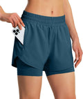 Ksmien Women's 2-in-1 Running Shorts - Quick Dry Athletic Gym Shorts with Liner & Phone Pockets