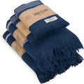 Sand Cloud Turkish Bath Towels Bundle for Bathroom, Set of 4 (Classic Navy) - Large Size - 100% Certified Organic Cotton Yarn is Lightweight, Soft & Absorbent - Premium Bath & Hand Towels Dry Faster