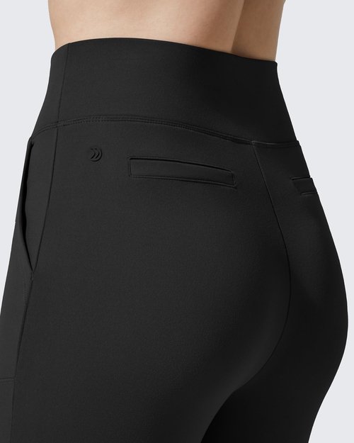 G4Free Fleece Lined Pants Women High Waist Flare Winter Leggings with Pockets Thermal Trousers for Yoga Causal Workout(Black,M,31'')