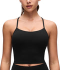 CRZ YOGA Butterluxe Y-Back Crop Tank Top for Women | Padded Longline Sports Bra in Spaghetti Strap Design