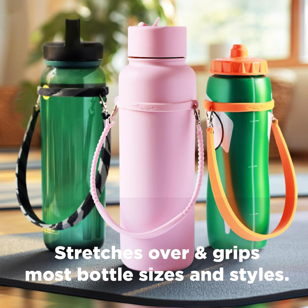 Pilotfish Water Bottle Strap - Heavy Duty Handle for Most Bottles | Dishwasher Safe & Removable Clips
