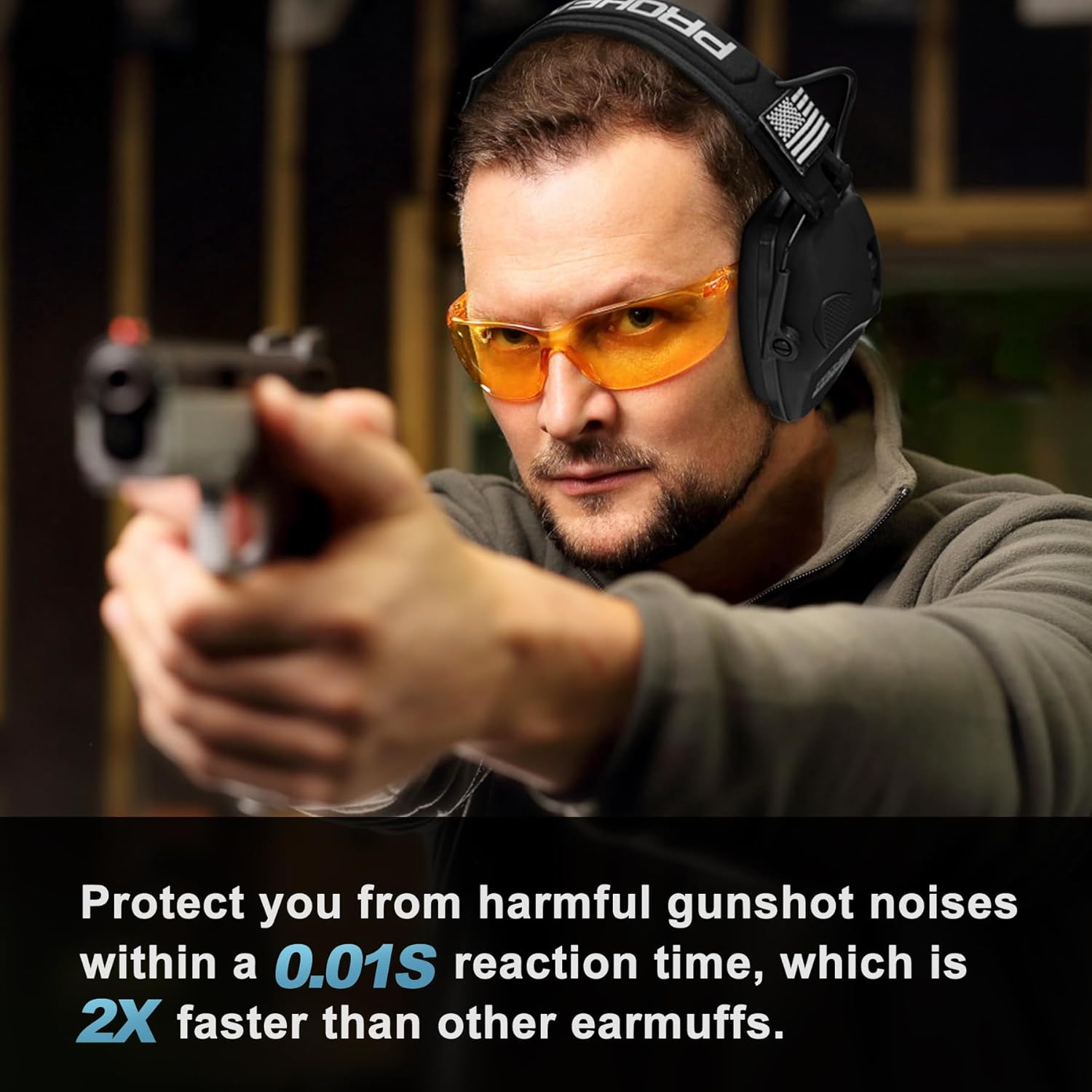 ProHear Electronic Ear Protection - Gel Pads & 4X Sound Amplification | NRR 23dB Noise Reduction Muffs for Shooting, Black