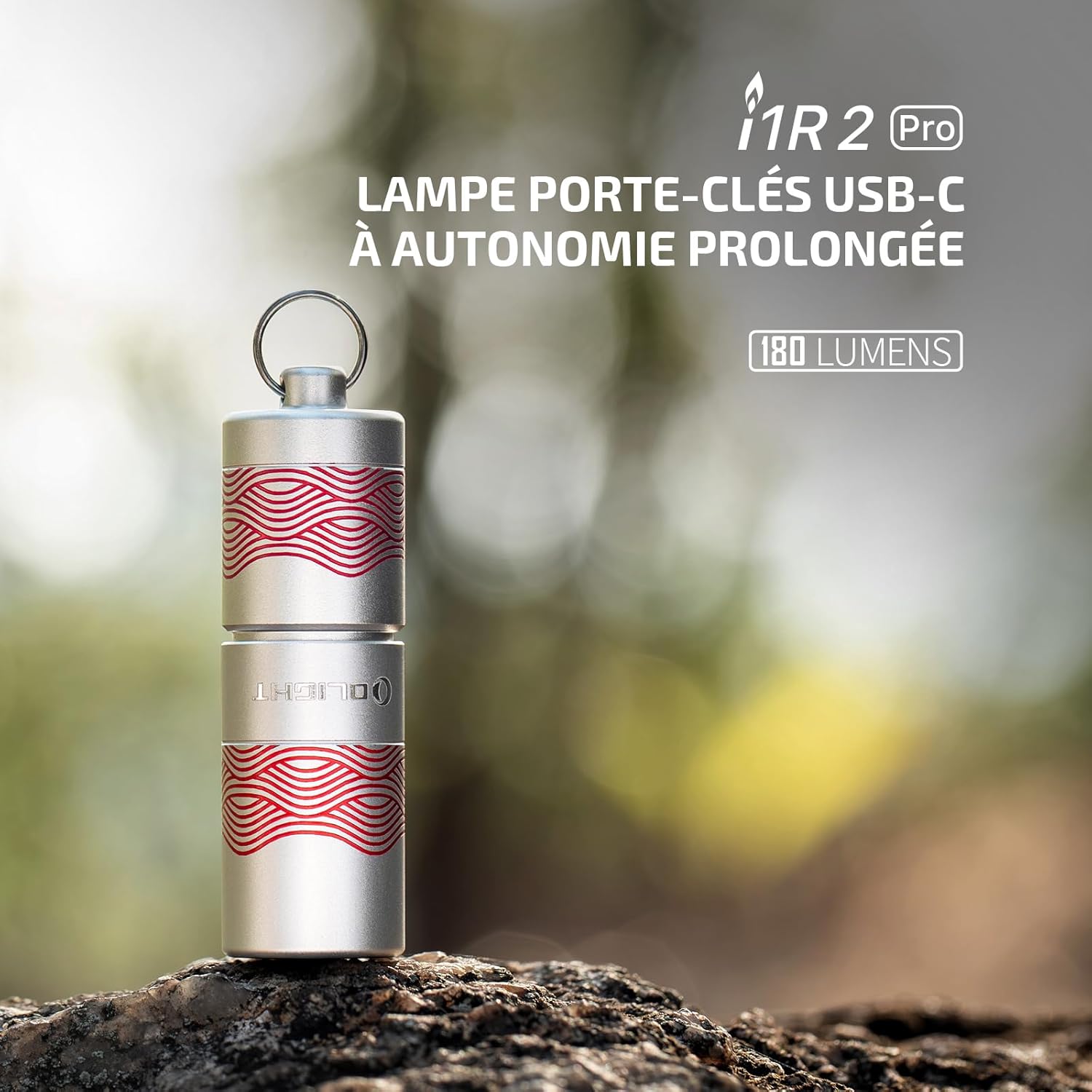 OLIGHT I1R 2 Pro Eos Keychain Flashlight - 180 Lumens Rechargeable Mini Light (Silver-Flow)