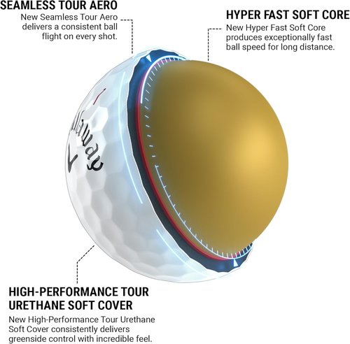Callaway Golf Chrome Tour Golf Balls - Premium Performance | Exceptional Distance & Control