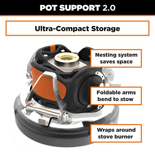 Jetboil Pot Support 2.0 with Foldable Arms for 2025 Jetboil Camp Stove Models, New for 2025