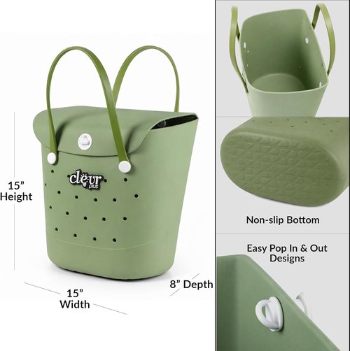 ClevrPlus Convertible Beach Tote Backpack - Waterproof EVA Bag in Grey with Removable Straps & Lid