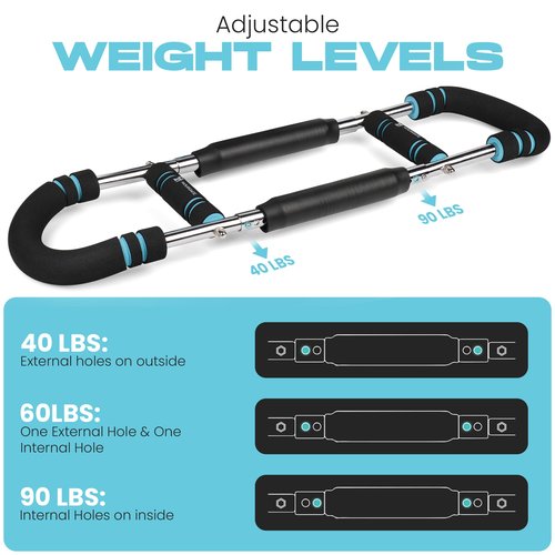 NOURGATE Twister Arm trainer for Men & Women – Adjustable (40-90 lbs) Chest & Arm Workout Equipment Portable Spring Home Gym Strength Trainer with 4 Spring, Anti-Slip Handles for Easy Grip & Carry Bag