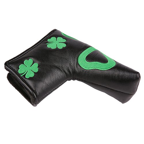 Golf Builder Clover Embroidery Golf Club Blade Putter Head Cover with Magnetic Closure (Black)