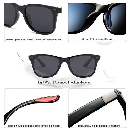 SOJOS Polarized Sports TR90 Sunglasses for Running Cycling Fishing Golf Driving SJ2101 with Black Frame/Grey Lens