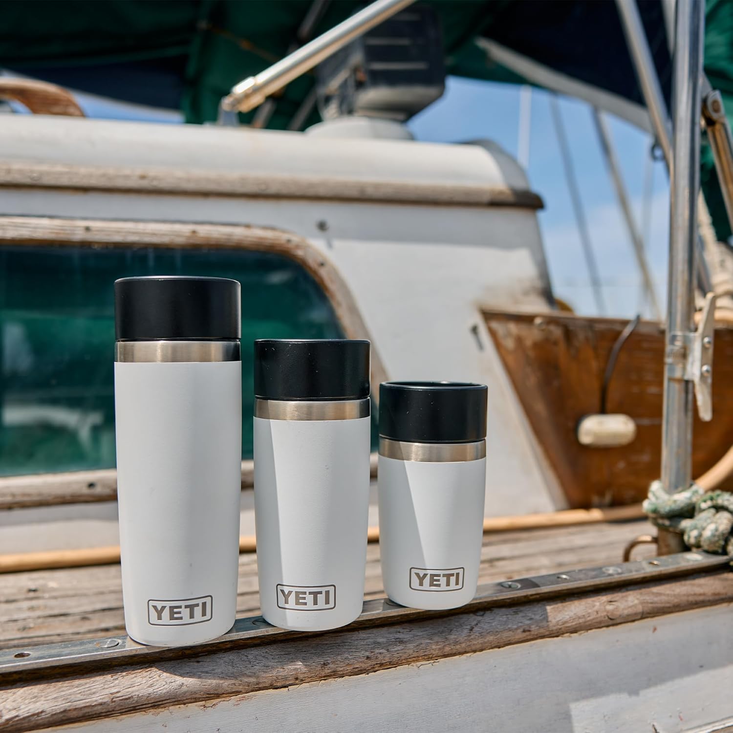 YETI Rambler 8 oz Travel Bottle - Stainless Steel, Vacuum Insulated, Leakproof Commuter Cap | Navy