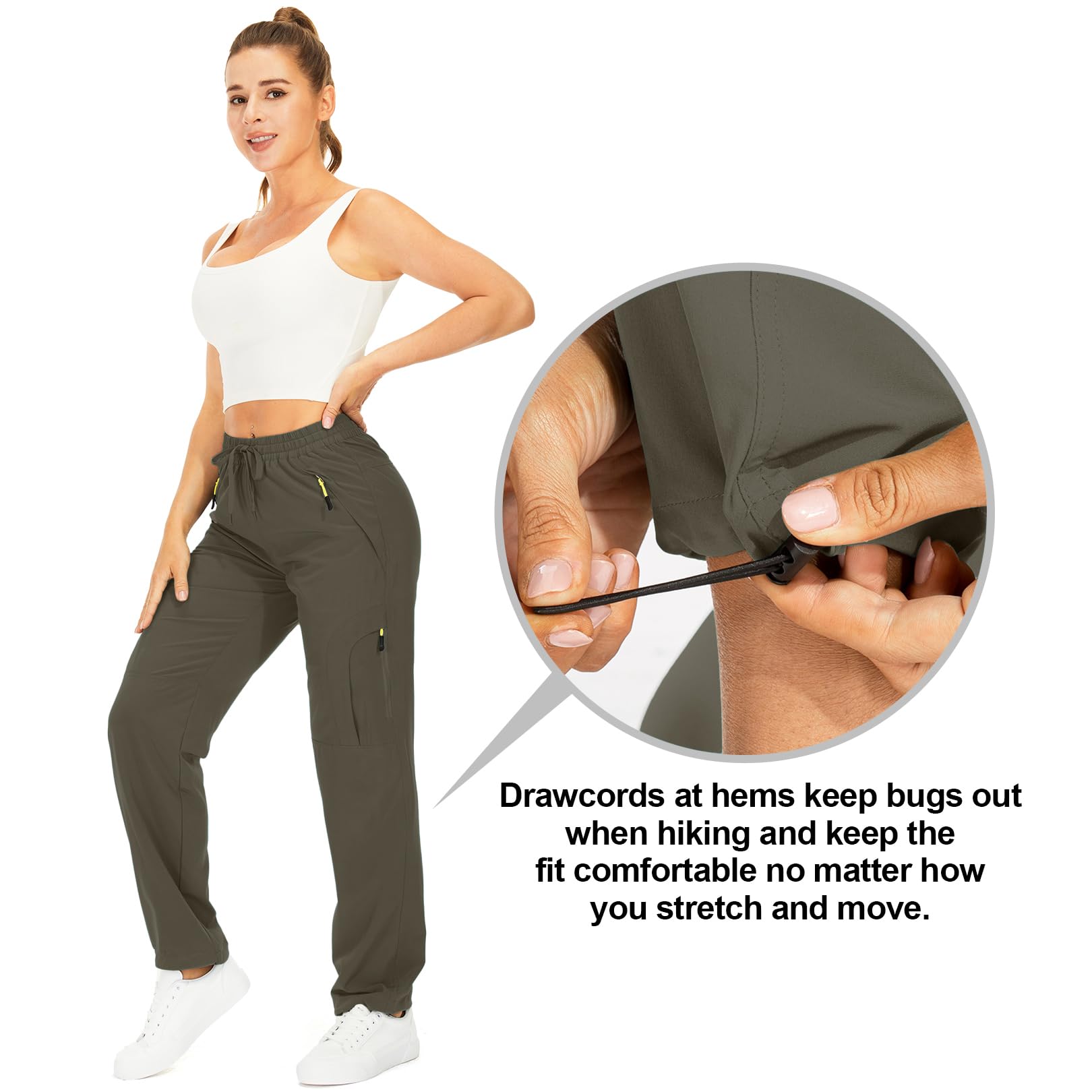 Toomett Women's Hiking Cargo Pants Quick Dry UPF50+ Outdoor Pants for Women Fishing Safari Travel Pants with Pockets,6608, Light Brown,S
