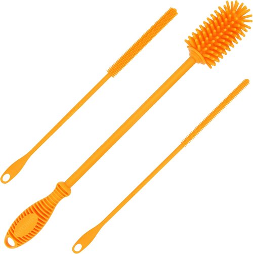 Kitchiny Silicone Bottle Brush Set - 12.5" Cleaner for Hydro Flasks, Tumblers & Narrow Neck Containers