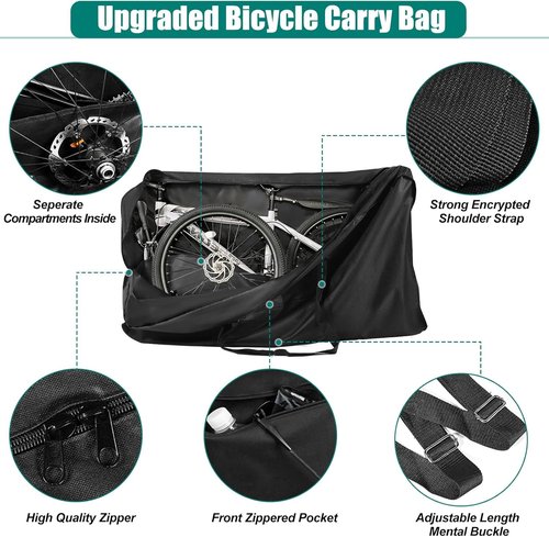Bike Travel Bag, Upgraded Heavy Duty Waterproof 900D Mountain Bike Travel Bag, 55.11×10.23×31.49 inch Large Transport Bicycle Storage Bags for Airplane, 26-29 inch Bicycle Bags with Strong Webbing