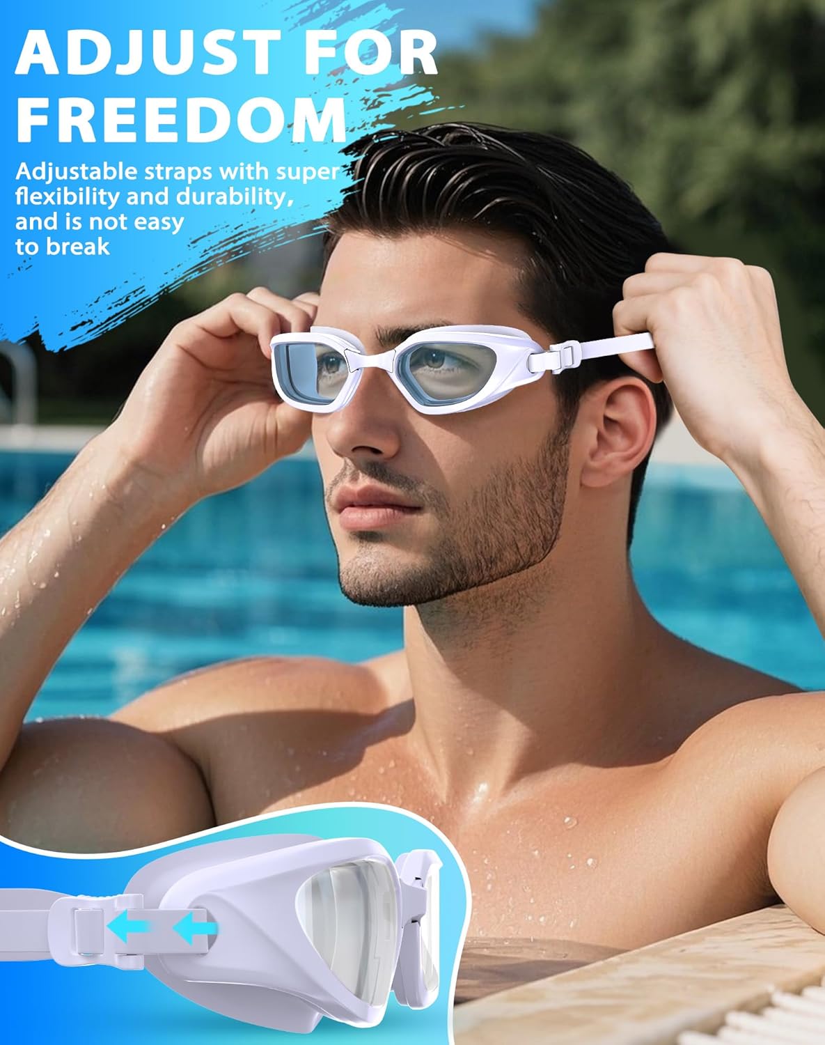 Skiennix Swim Goggles - Anti-Fog, UV Protection, No Leakage | Wide View for Adults & Youth