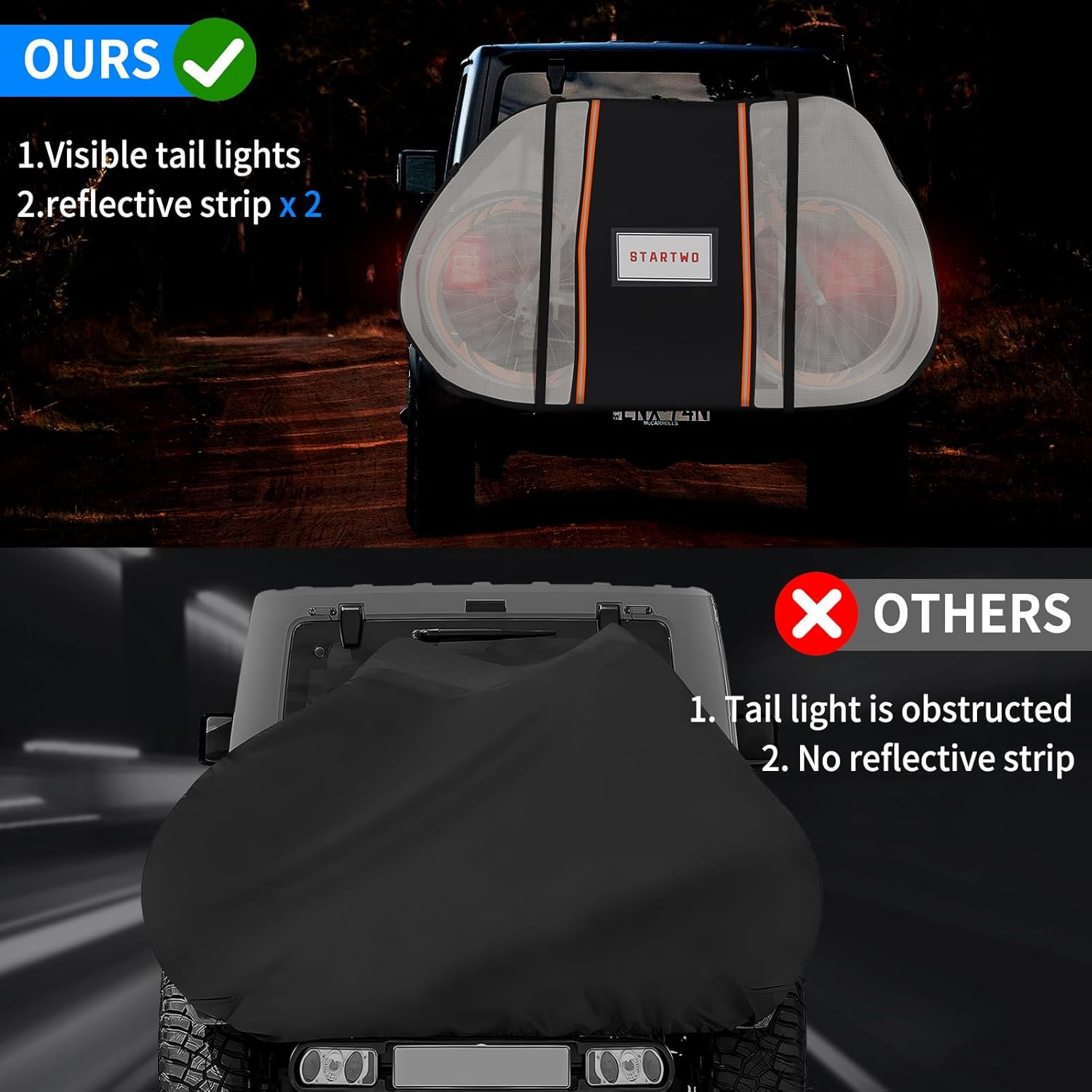 STARTWO Waterproof Bike Cover - Outdoor Storage & Transport for 2 Bikes | Includes Elastic Straps & License Plate Window