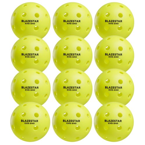 Ginullus X Blazestar Pickleball Balls 12 Pack, 40 Holes Outdoor Pickleball, 1 Piece Rotation Molding，USAPA Standard