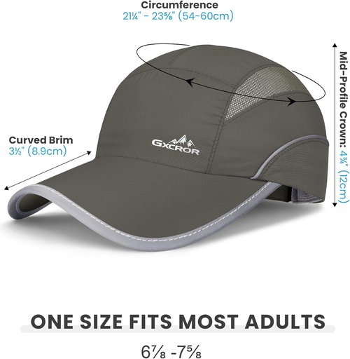 GXCROR Quick-Dry Running Hat - UPF 50+ Breathable Mesh, Reflective Sports Cap for Outdoor Activities