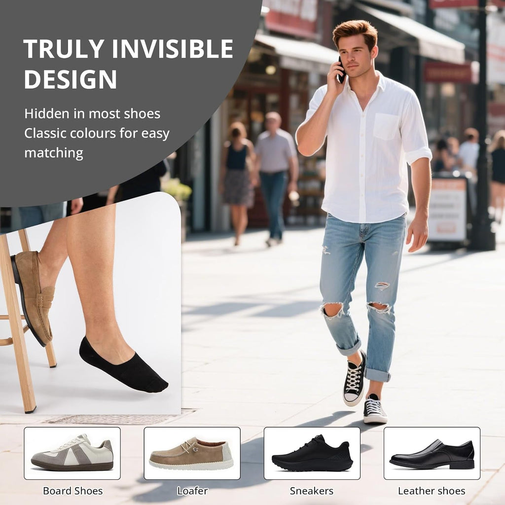 Cooplus No Show Socks for Men - Non-Slip Low Cut Cotton Invisible Design | 8 Pairs