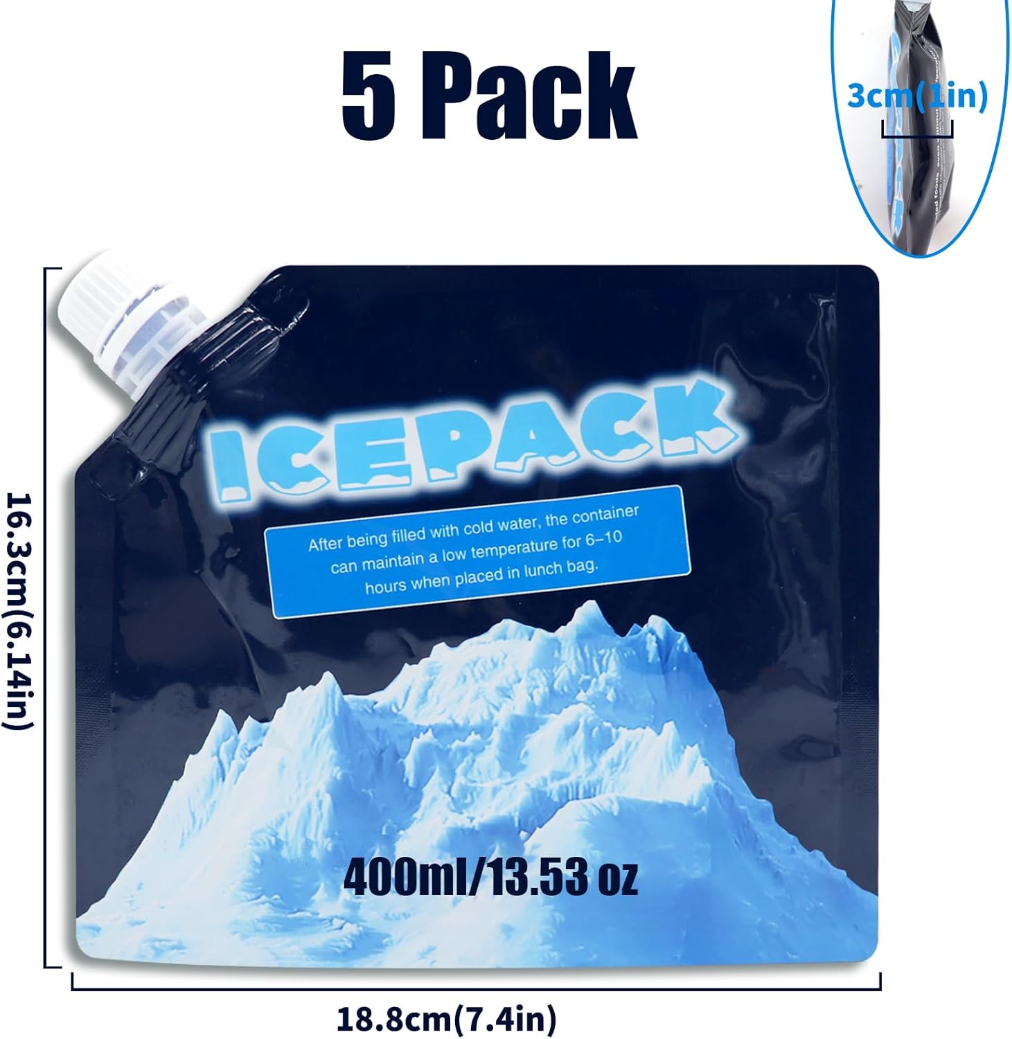 Skiennix Reusable Ice Packs - 5 Pack Freezable Gel Packs for Lunch Boxes, Camping & Medical Use - Leakproof & Long-Lasting Cold Storage