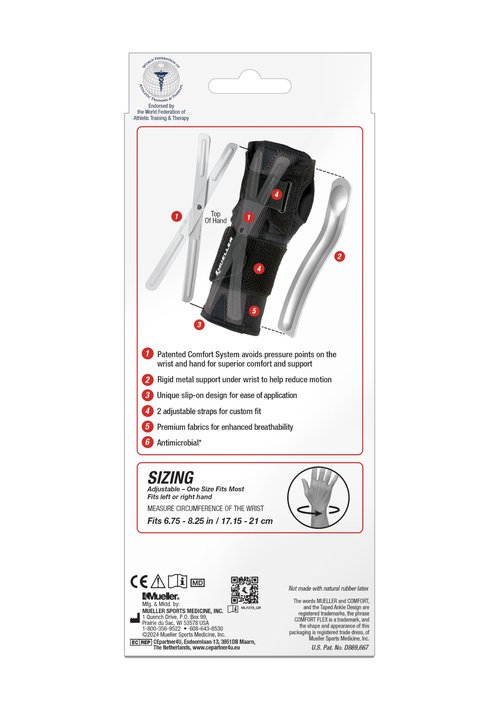 MUELLER Sports Medicine Comfort Flex Wrist Stabilizer, Wrist Pain Relief Support for Men and Women, Ideal for Carpal Tunnel, Tendinitis, Arthritis, Black, One Size