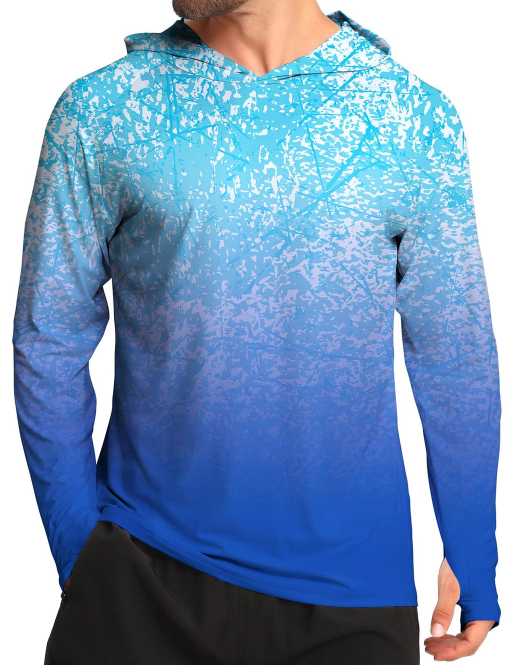 iCKER Men's Sun Protection Hoodie Shirt UPF 50+ Rash Guards Long Sleeve SPF UV Fishing Running Swimming Outdoor Shirts-S049-Large