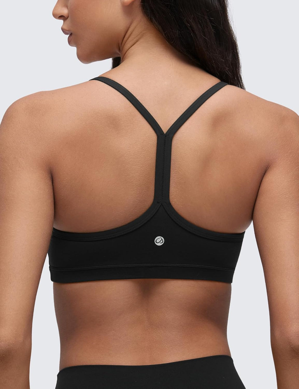 CRZ YOGA Butterluxe Sports Bra for Women - V Neck, Wireless, Padded, Thin Strap Yoga Crop Top