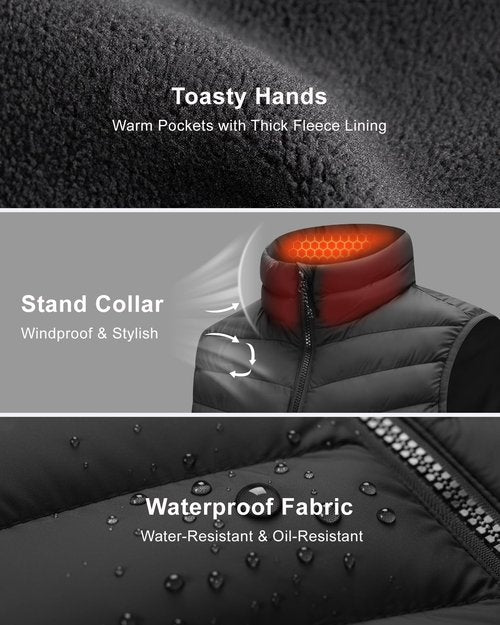 Stelle Heated Vest Women, (Power Bank Not Included) Smart Warming Electric Heating Puffer Vest Lightweight Fleece (Black,M)