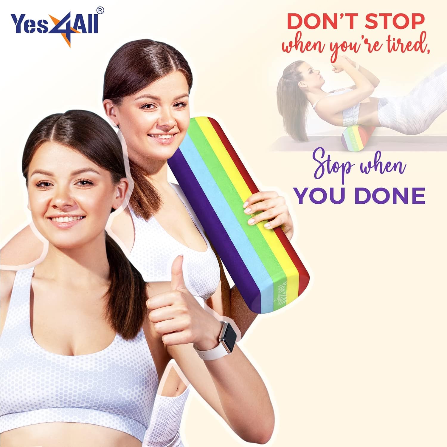 Yes4All EVA Foam Roller - Firm Yoga & Pilates Massage Tool | Available in 12, 18, 24, 36 Inch Sizes