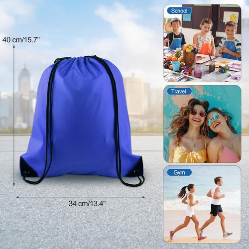 KUUQA Drawstring Backpack - 20Pcs Bulk Blue Gym Sack Bags for Sports, Travel & Storage